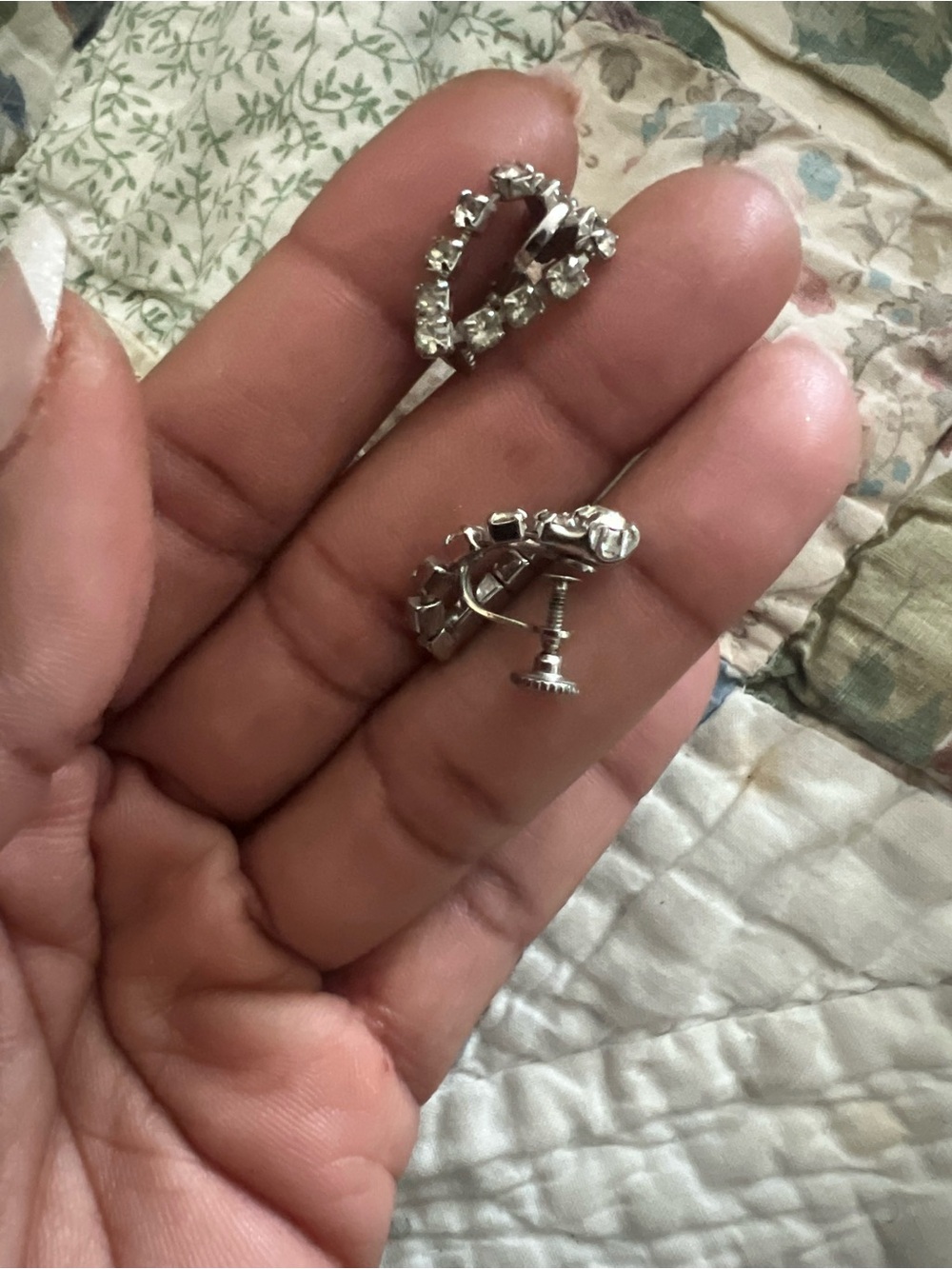 Classic Silver-Tone Rhinestone Clip-On Earrings